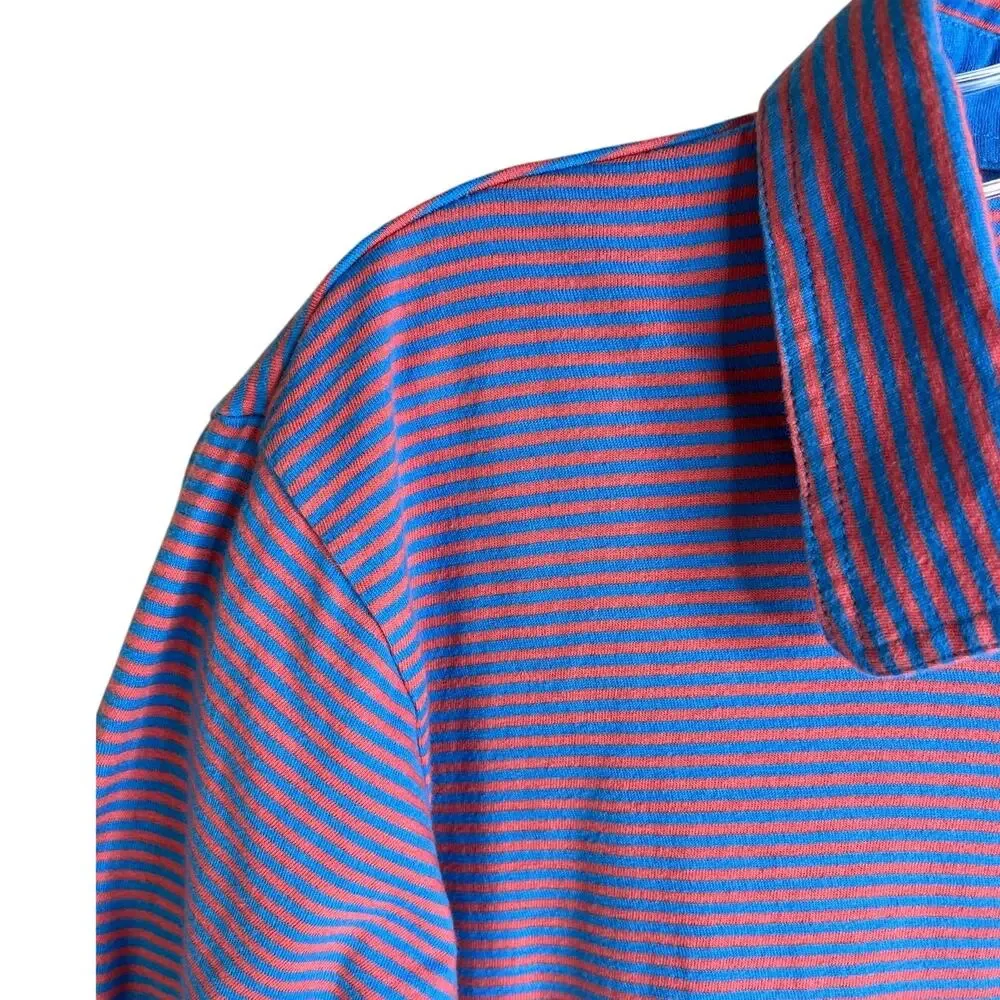 Johnnie-O Polo Shirt Boys 14 Blue Red Stripe Hangin' Out Short Slv Surfer‎ Logo
